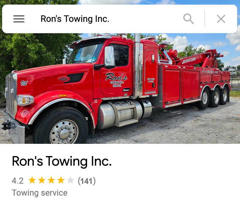 Rons Towing Dallas Texas Location